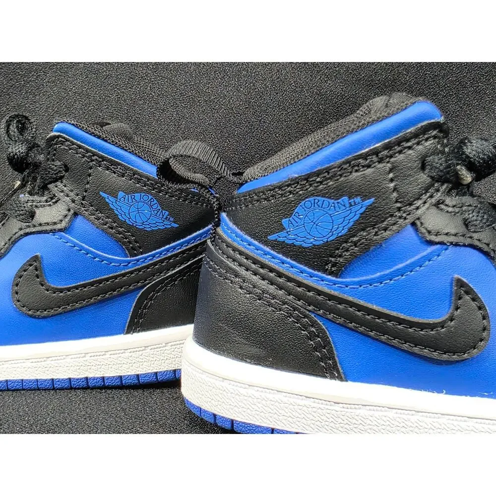Nike Air Jordan 1 Mid TD Black Royal Blue Toddler Shoes Size 6C